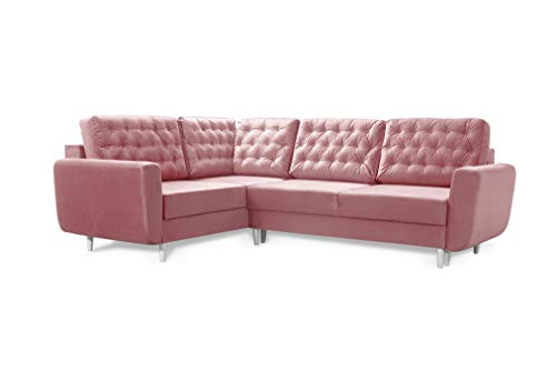 Robin Linda Ecksofa mit Schlaffunktion 2X Bettkasten Kissen Sofa L-Form Schlafsofa Freistehende Eckcouch Schlafcouch Wohnzimmermöbel Wohnlandschaft Flamingo von Robin