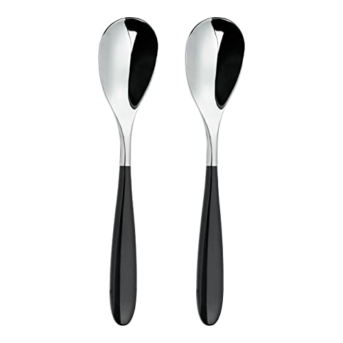 Rockingham Forge 2DS650BK Luxus Besteckset: 2er Set Dessertlöffel aus Edelstahl – Schwarze Griffen aus PBT Kunststoff, 18/10 von Grunwerg