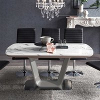 Luxus Esszimmertisch in Weiß Marmoroptik Grau von Rodario