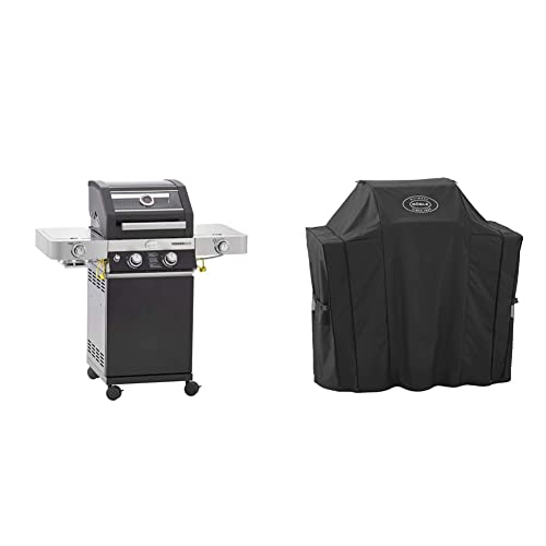 Rösle 25533 Gasgrill BBQ-Station VIDERO G2-S Schwarz, Grill mit 2 Edelstahlbrennern & Abdeckhaube BBQ-Station VIDERO G2/G2-S, Hochwertige Schützhülle aus 100% Polyester mit PU-Beschichtung von RÖSLE