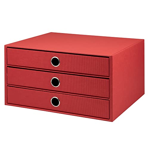 Rössler Papier 1524452363 - S.O.H.O. 3er Schubladenbox für DIN A4, mit Griffloch, Rot, 343 x 250 x 185 mm, 1 Stück von Rössler Papier