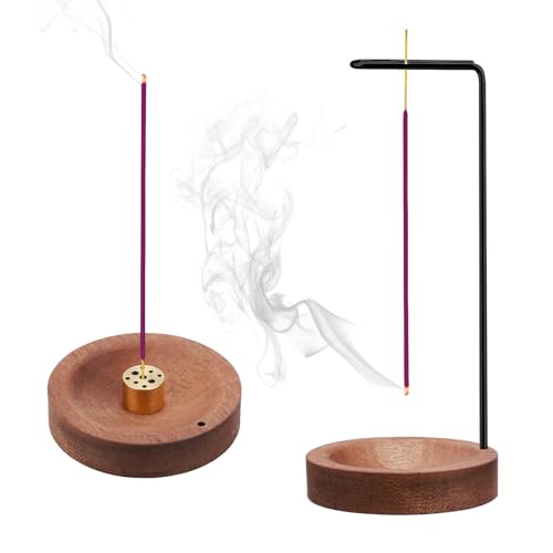 Räucherstäbchen Halter Incense Holder Halter Räucherstäbchen Räucherstäbchenhalter, 2-in-1 Handgefertigte Holz Rund Basis Räucherstäbchen Halterung Modern Style 9 Loch Incense Holder Räuchergefäß von Roinaid