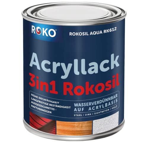 Acryl-Buntlack ROKOSIL - 3,6 Kg in Dunkelbraun - Seidenmatt - Wetterfest für Außen & Innen - 3in1 Grundierung & Deckfarbe - Premium Acryllack - Lack für fast alle Oberflächen - Langlebig & Robust von Roko