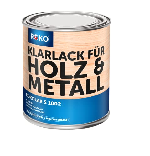 ROKO Klarlack für Holz und Metall - Glänzend - Farbloser Schutzanstrich als Finishschicht oder alleiniger Anstrich - 0,7 Liter von Roko