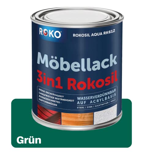 ROKO Möbellack - 3,6 Kg - Grün - 3in1 Möbelfarbe auf Wasserbasis - Seidenmatt - Für Holz, Metall & Kunststoff von Roko