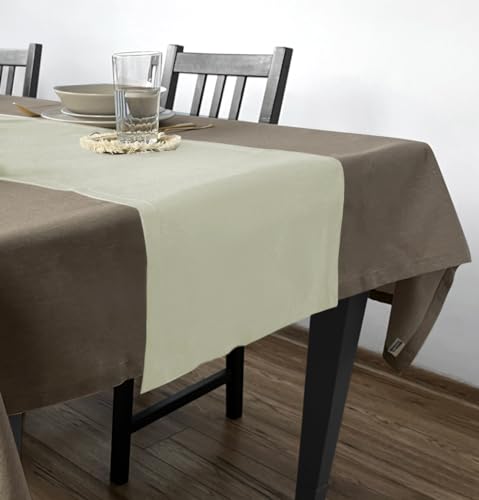 Rollmayer Hochwertiger Tischläufer Uni einfarbig Pflegeleicht Kollektion Velvet, Farbe & Größe wählbar (Creme 163, 40x180cm) von Rollmayer
