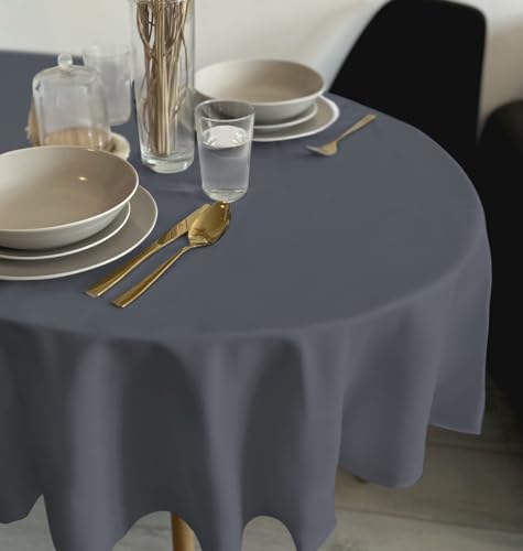 Rollmayer Tischdecke Tischtuch Tischwäsche Gastronomie Kollektion Vivid Uni einfarbig pflegeleicht waschbar(Grafit 33, Oval 140x220cm) von Rollmayer