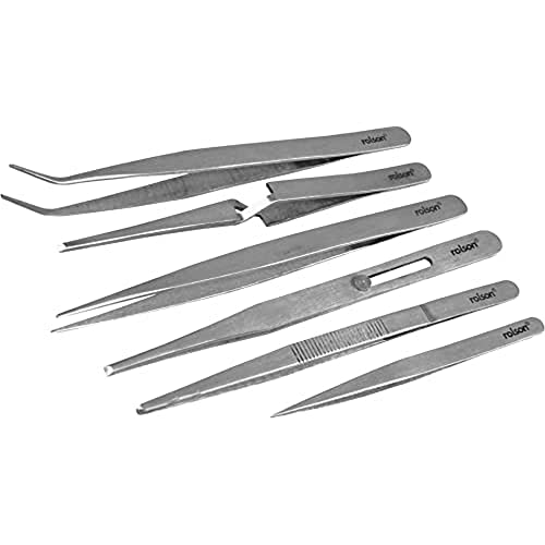 Rolson Tools 59104 6 Teiliges Rostfreier Stahl Pinzetten Set von Rolson