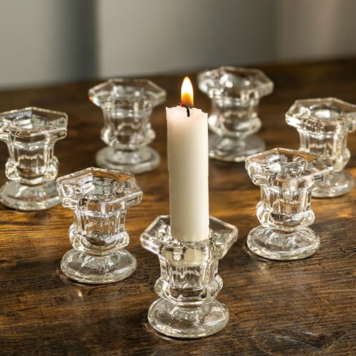 Romadedi Kerzenständer Kerzenhalter Glas für Stabkerzen - 20Pcs Klar Glas Kerzen Ständer Vintage für Hochzeit Party Tischdeko Weihnachten Advent Wohnzimmer Deko von Romadedi