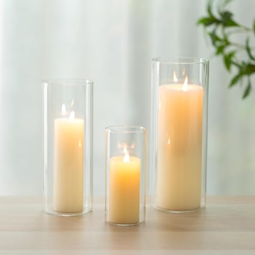 Windlicht Glas Kerzenhalter Kerzenständer Glaszylinder：Romadedi 3er Set Windlichter Für Kerzen Stumpenkerzen Schwimmkerzen Kerzenglas Glasvase Für Hochzeit Party Esstisch Tischdeko Wohnzimmer Deko von Romadedi