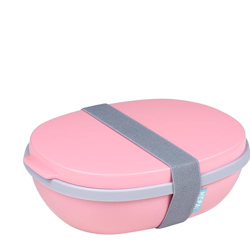 Mepal - Lunchbox Ellipse Duo - Meal Prep Box für Erwachsene & Salatbox zum Mitnehmen - Brotdose für ein gesundes Mittagessen - Ideal für Sandwiches & Salate - 825 ml + 600 ml - Nordic Pink von Mepal
