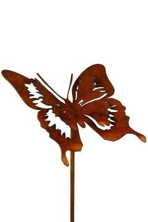 10er Rost Deko Set Fliegende Schmetterlinge Deko Wohnzimmer 52 cm Gartenstecker von Rostikal
