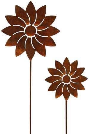 Rostikal | Metall Deko Blume Gartenstecker | Edelrost Blumenstecker Gartendeko | (Ø 13 cm, Höhe: 50 cm) von Rostikal