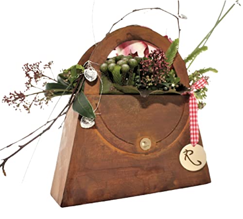 Rostikal Tasche 21 x 21 cm | Gartendeko Pflanzschale in Rostoptik | Dekoideen Herbst rostige Deko für den Garten von Rostikal