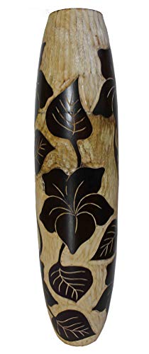 Rotfuchs Blumenvase Holzvase Bodenvase Tischvase Dekovase für Dekoration mehrere Größe & Muster aus Mangoholz (beige braun 50, 12 x 12 x 50 cm) von Rotfuchs