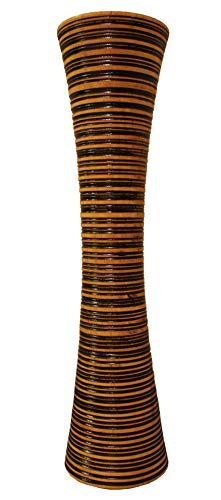 Rotfuchs Blumenvase Holzvase Bodenvase Tischvase Dekovase für Dekoration mehrere Größe & Muster aus Mangoholz (beige schwarz 51 cm, 13 x 13 x 51 cm) von Rotfuchs
