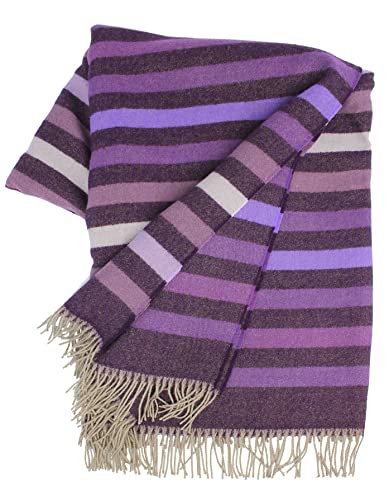 Rotfuchs Decke Wolldecke Kuscheldecke Plaid Wohndecke Streifen violett 100% Wolle (Merino) von Rotfuchs