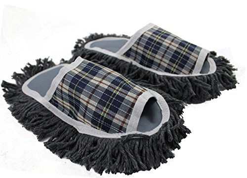 Rotfuchs Staubtuch Hausschuhe Putz-Hausschuhe Mop-Schuhe in grau weiß mit reinigender Baumwolle-Sohle, Size 40-43 Unisex R-161 von Rotfuchs