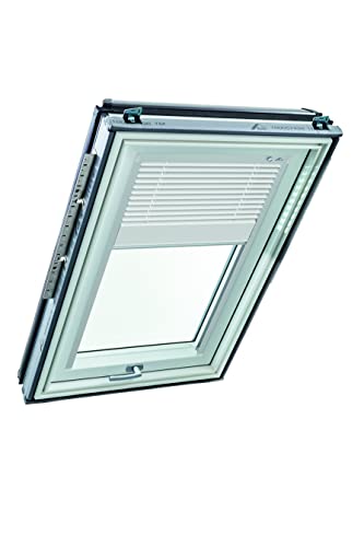 Original Roto Jalousette ZJA für Roto Dachfenster Führungsschiene Silber Aluminium Jalousie für Roto Dachfenster der Baureihe Designo R6/R8, i8 und Classic K 64/84 mit Größe 114/078 11/07 Farbe Weiß von Roto