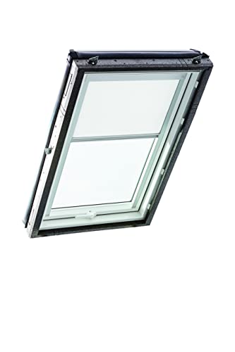 Original Roto Verdunkelungsrollo ZRV Nahezu vollständige Verdunkelung Führungsschiene Silber Für Roto Dachfenster der Baureihe Designo R4/R7 und Classic 43/73 mit Größe 054/118 | 05/11 Farbe Weiß von Roto