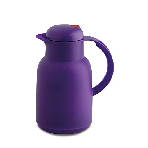 ROTPUNKT Isolierkanne 470 Astrid 1,0 l | Zweifunktions-Drehverschluss | BPA-frei - gesundes Trinken | Made in Germany | Warm + Kalthaltung | Glaseinsatz | Frozen Purple Peacock von ROTPUNKT