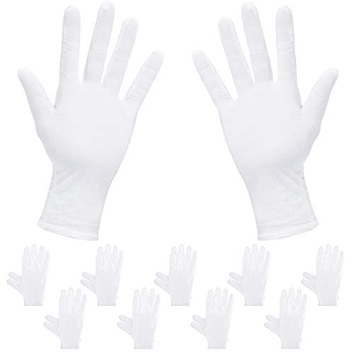 Rovtop 10 Paar Schutzhandschuhe aus weicher, dünner, weißer Baumwolle, 9,8 Zoll von Rovtop