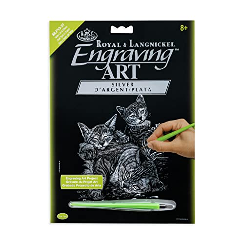 Royal & Langnickel SILF13 - Engraving Art/Kratzbilder, DIN A4, Katze und Kätzchen, silber von Royal & Langnickel
