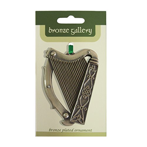 Royal Tara Bronze versilbertes Hängeornament, Harfen Design von Carrolls Irish Gifts