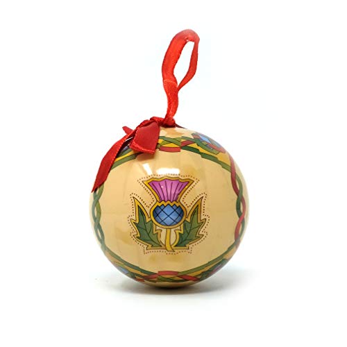 Royal Tara Schottische Weihnachtskugel Kugel mit Schottische Distel Design | Schottland Christbaumkugel Baumdekoration Weihnachtsdeko Geschenk Scottish Weave 7,5 cm rund von Royal Tara