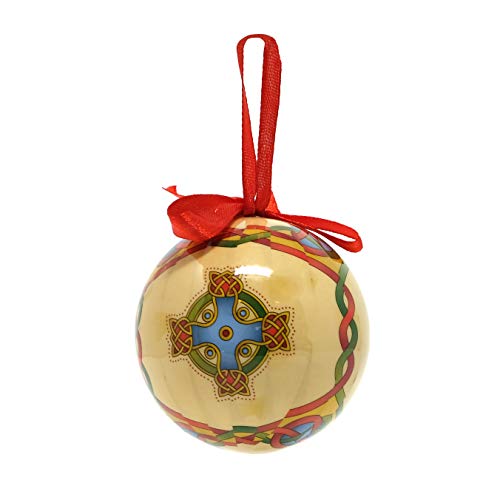 Royal Tara Schottische Weihnachtskugel Kugel mit Scotish Cross Kreuz Design | Schottland Christbaumkugel Baumdekoration Weihnachtsdeko Geschenk Scottish Weave 7,5 cm rund von Royal Tara