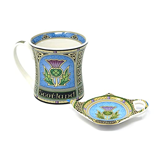 Royal Tara Set mit 1 Teebeutelhalter mit Schottischer Distel und 1 Tasse mit Distel, 325 ml von Royal Tara