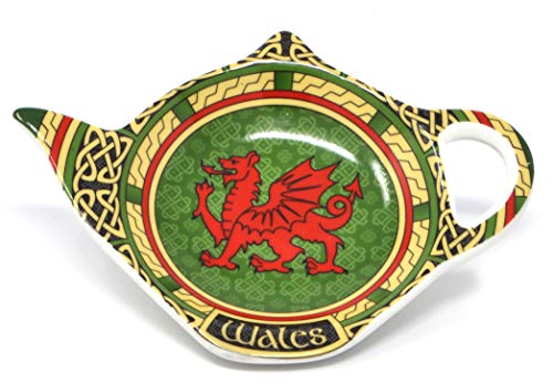 Royal Tara Walisischer Drache Dragon Cymru Teebeutelhalter aus New Bone China | Welsh Teebeutelablage aus Keramik | Tellerchen für Teebeutel von Royal Tara