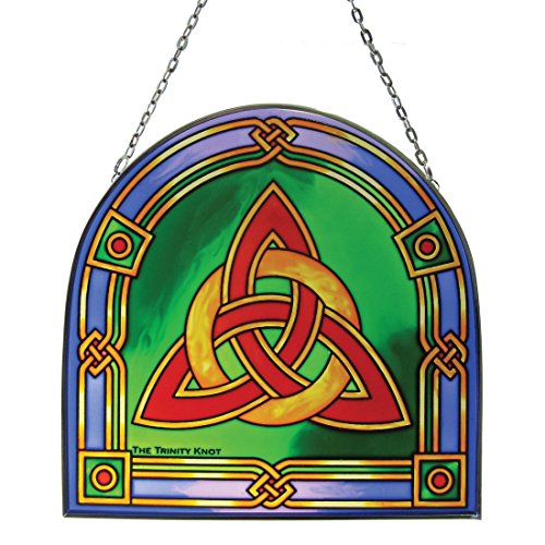 Royal Tara irisch-keltischer Dreiheits-Knoten, Buntglasplatte in Grün, Rot und Blau von Royal Tara