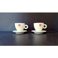 2 Tassen Und Untertassen Für Cappuccino, Marke Illy, Made in Italy, Kapazität 150 Ml, Nie Benutzt von RoyalVintageItalia