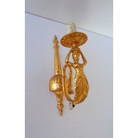 Antik Italien Schwere Messing Wandlampen in Massivem Ormolu, Kleine Lampenschirme, Vintage Aus Den 70Er Jahren von RoyalVintageItalia