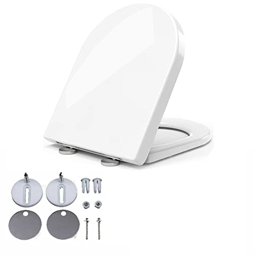 Premium WC Sitz Toilettendeckel - Toilettensitz Mit Softclose Absenkautomatik und Quick-Release Funktion, Abnehmbar, Antibakterielle Klodeckel aus Duroplast, D Form WC Deckel Klobrille Toilet Seat von Royalswill