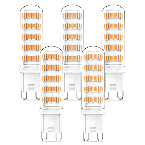 G9 LED Lampe Dimmbar 5W Ersatz für 40W 50W Halogenlampen, G9 LED Warmweiß 2700K, G9 LED 40W Leuchtmittel, AC 220-240V, 360°Abstrahlwinke, 580LM, LED G9 Birnen Glühbirne, Kein Flimmern, 5er Pack von RuLEDne