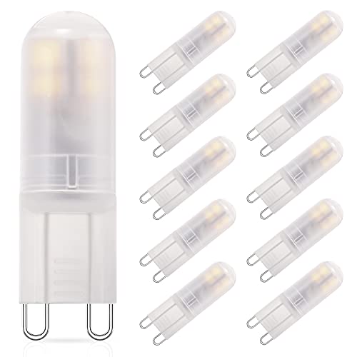 G9 LED Light Bulb 2 W Replacement for Halogen Lamp G9 28 W 25 W 20 W, G9 LED Cool White 6000 K, AC 230 V G9 LED Bulb, CRI 85+, No Flickering, 360 Degree Angle, Not Dimmable, Pack of 10 von RuLEDne