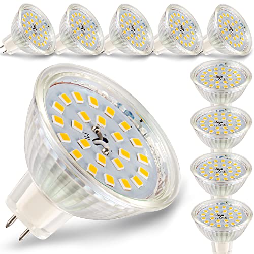 MR16 LED Lampen Warmweiß 2700K, 10er Pack MR16 GU5.3 LED 5W Ersatz für 50W 40W 35W Halogen Lampe, 500LM LED Leuchtmittel 120°Abstrahwinkel, AC/DC 12V, Hohe CRI 83 Ra, Kein Flimmern, Nicht Dimmbar von RuLEDne