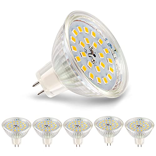 MR16 LED Lampen Warmweiß 2700K, MR16 GU5.3 LED 5W Ersatz für 50W 40W 35W Halogen Lampe, 500LM LED Leuchtmittel 120°Abstrahwinkel, AC/DC 12V, Hohe CRI 83 Ra, Kein Flimmern, Nicht Dimmbar, 5er Pack von RuLEDne