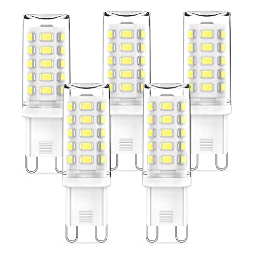 RuLEDne G9 LED Dimmbar Lampen 3W KalteWeiß 6000K Glühbirnen Ersatz für 50W 40W Halogenlampen, 360° Abstrahlwinkel, Kein Flackern, CRI> 83, AC 220-240V, Standard G9 Sockel LED G9 Leuchtmittel, 5er Pack von RuLEDne