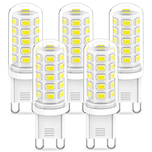 RuLEDne G9 LED-Lampen 3W, 40W 33W 28W G9 Halogenlampen ersetzen, AC 230V G9 LED-Glühbirne Cool White 6000K, CRI ＞ 83, nicht dimmbare Energiesparlampen, 5er-Pack von RuLEDne