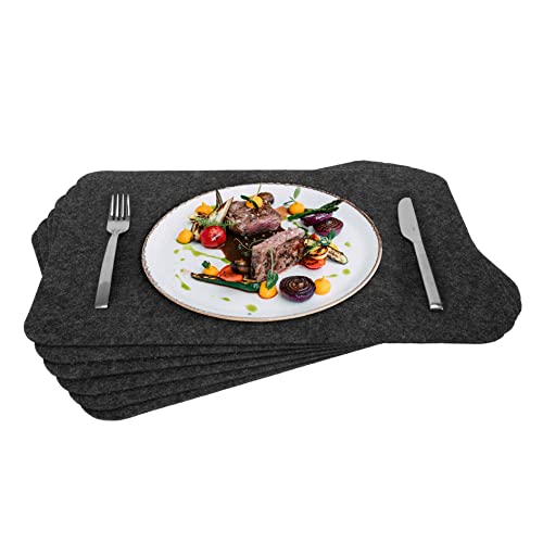 Rubberneck Premium Tischsets aus Filz - abwaschbar & rutschfest - 6er Set Platzsets Tisch-Matten Untersetzer - 45x32 cm - Dunkelgrau von Rubberneck