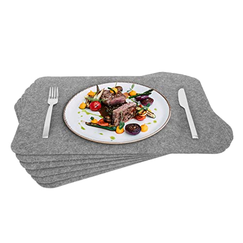 Rubberneck Premium Tischsets aus Filz - abwaschbar & rutschfest - 6er Set Platzsets Tisch-Matten Untersetzer - 45x32 cm - Hellgrau von Rubberneck