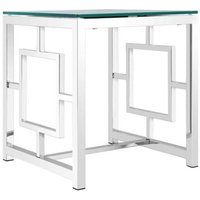 Designtisch mit Klarglasplatte 4-Fußgestell aus Edelstahl von Rubin Möbel