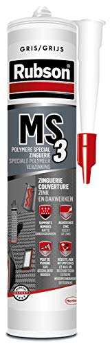 Rubson MS3 Grau Dichtstoff Zinguer-Kleber Abdeckung, Polymer-Dichtstoff für alle Metalle, Kleber für Fliesen, Kartusche 280 ml von Rubson