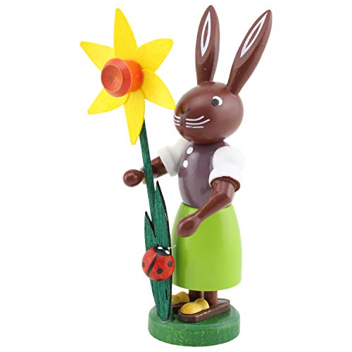 Rudolphs Schatzkiste Osterfigur Hase mit Blume Höhe ca 9 cm NEU Osterdeko Osterhasenfigur Ostern Osterei Frühling Erzgebirge Seiffen Hase Blumenstrauß Blumen von Rudolphs Schatzkiste