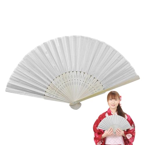 Seiden-Handfächer für Frauen, faltbarer Handfächer | Sommer-Kühlventilator DIY Kalligraphie-Ventilator,Chinesischer japanischer Vintage-Seidenfächer aus Holz, Sommer-Kühlventilator, DIY-Kalligraphie-F von Ruhnjyg