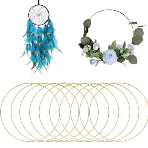 Ruikdly 10 Stück Metallringe Zum Basteln, Metallring 10cm für Traumfänger Basteln, Traumfänger Ringe Metall Kranz Rahmen, Dekoring für DIY Floral Hoop, Hochzeitskranz, Floristik, Wandbehang von Ruikdly