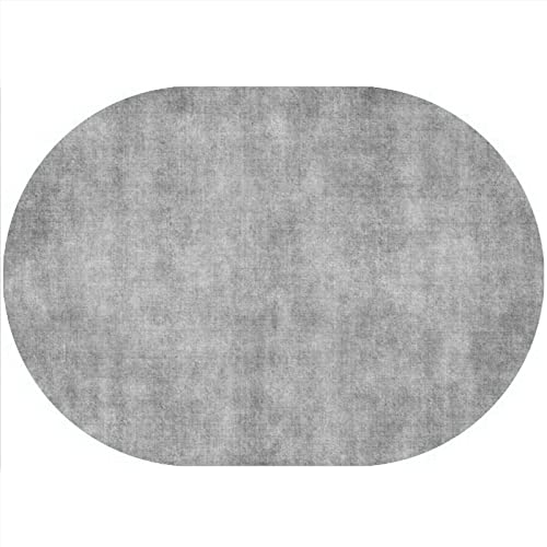 Rururug Teppich Oval Kurzflor Modern Design rutschfest Waschbar Teppiche Korridor Schlafzimmer, Küche, Wohnzimmer, hellgrau, einfarbig Oval 100 x 160 cm von Rururug